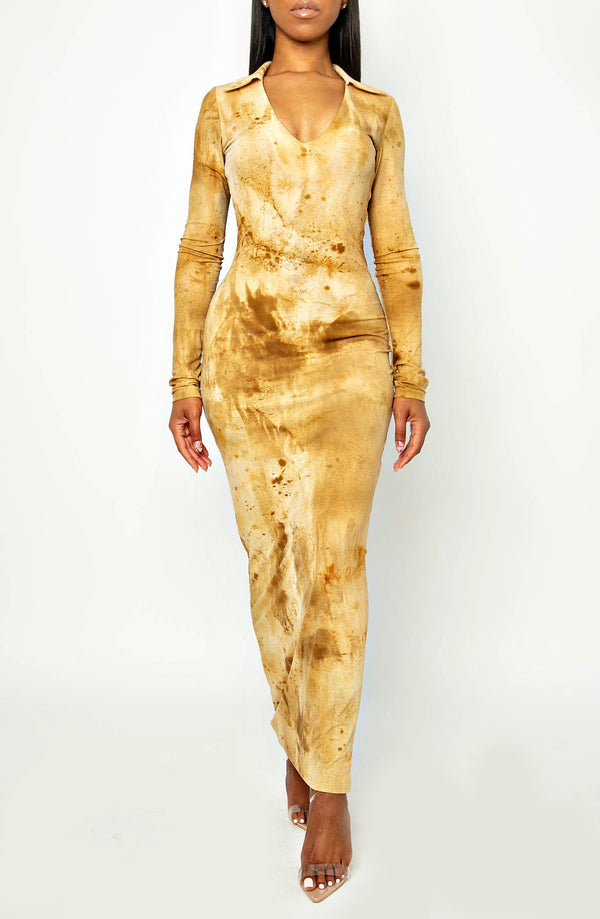 TAN FITTED DRESS