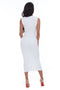 WHITE SLEEVELESS DEEP V MIDI DRESS